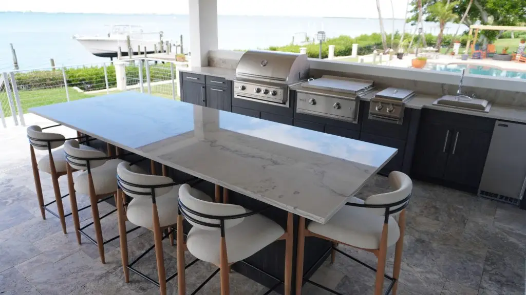 Dickens outdoor kitchen built with materials from Florida Design Works.